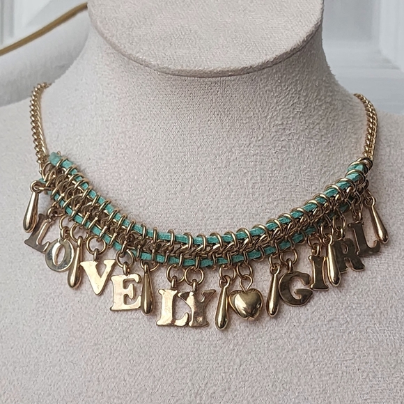 Gold Chain Lovely Girl Choker Necklace Earrings Set - Picture 5 of 5